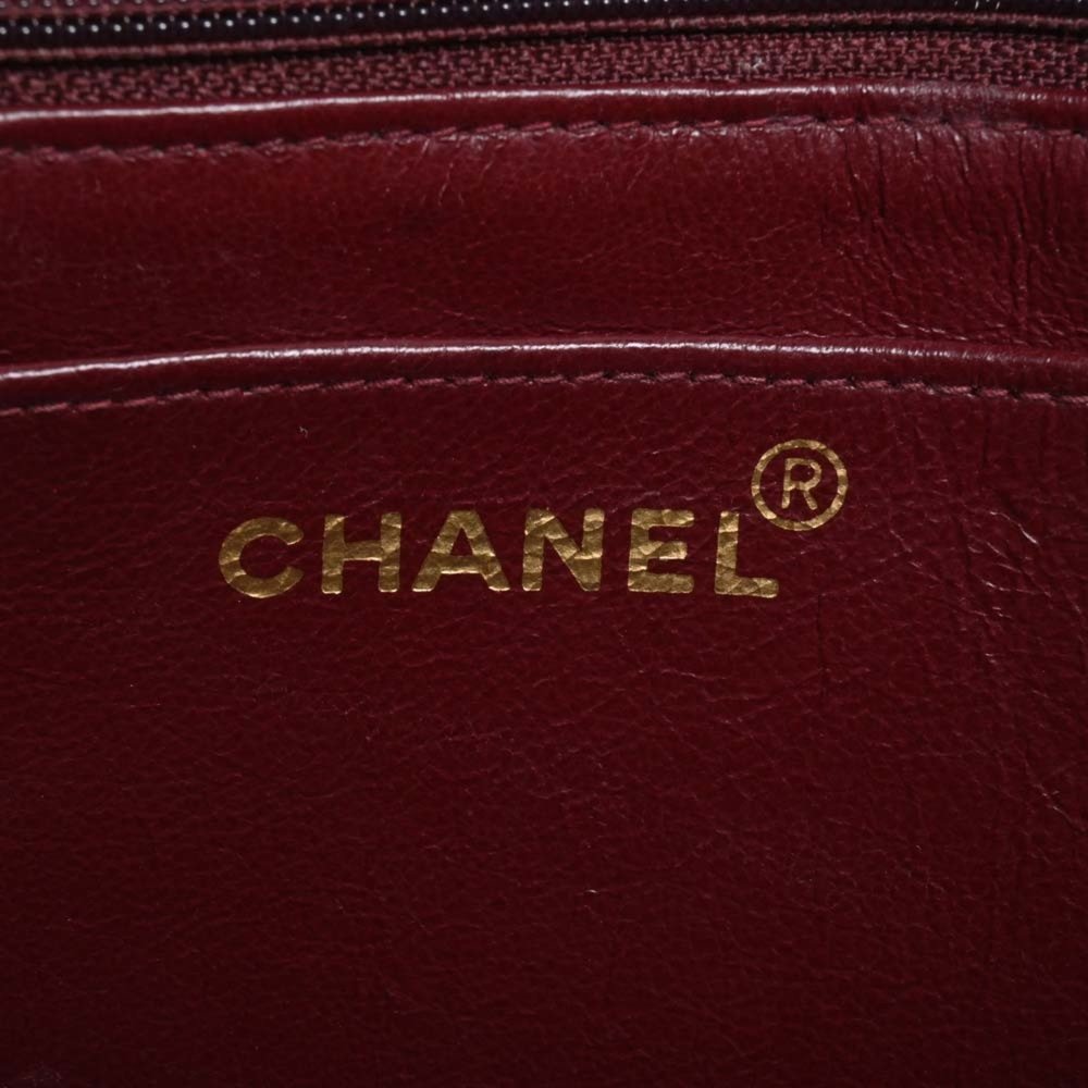 CHANEL Lambskin Diana Flap Matelasse Coco Mark Chain Shoulder Bag Black Women's - Picture 7 of 10